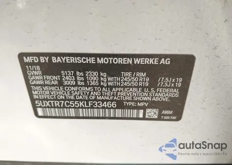 2019 BMW X3 Sdrive30I from USA, damaged, VIN 5UXTR7C55KLF33466
